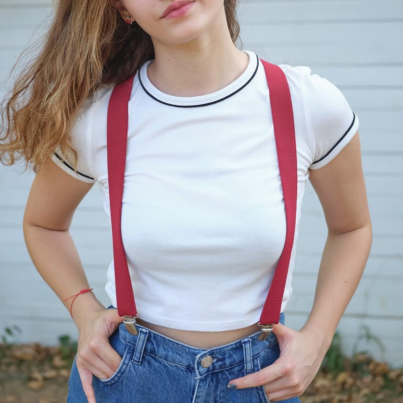 Action Ward Store Women's Suspenders - 1" Width - Y Back 4 Clip Skinny Ladies Suspenders - Image 3